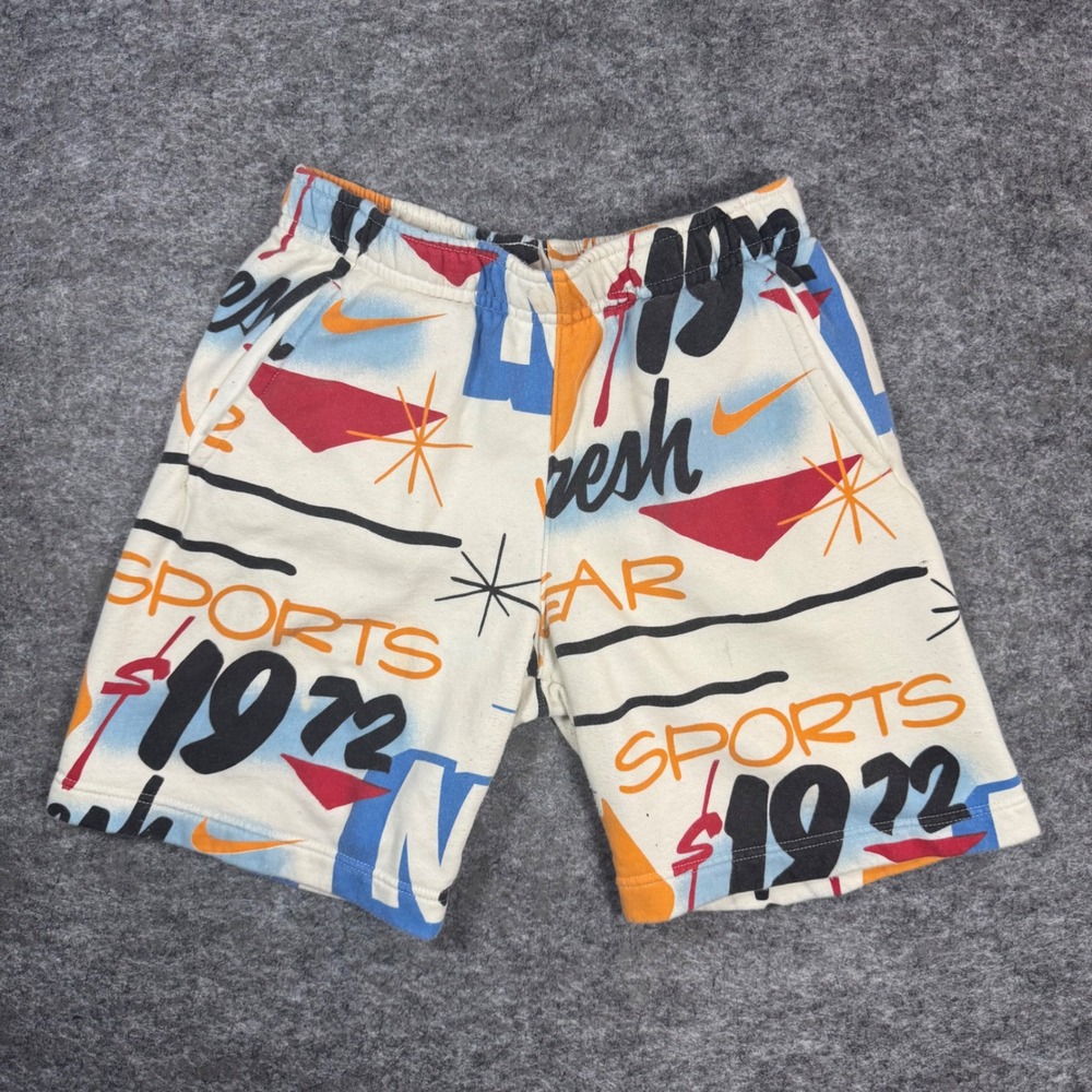 Nike Sportswear 1972 Graffiti Print Fleece Shorts Mens S Multi-Color Streetwear